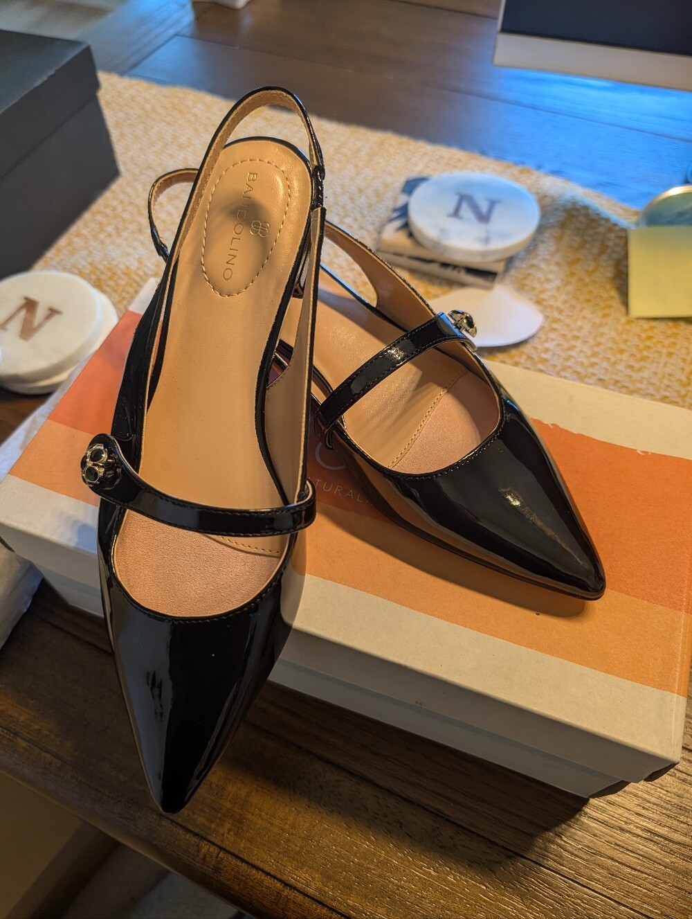 Bandolino Women's Black Patent Mary Jane Slingback Flats